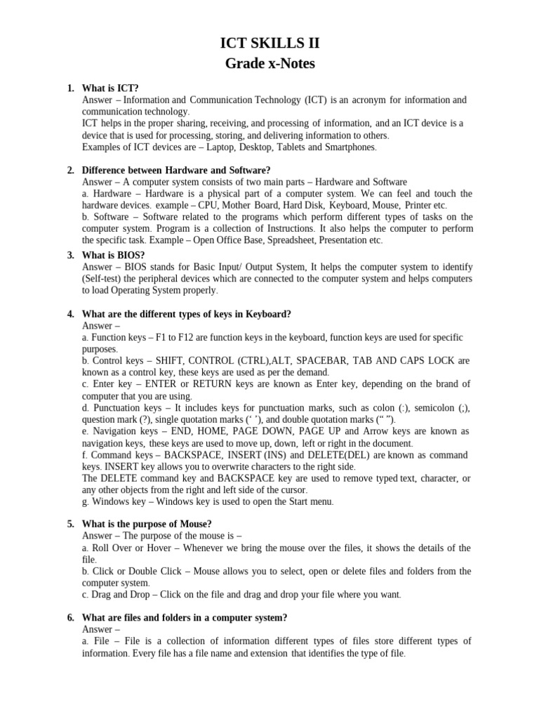 02 Ict Skills II Important Questions Answers | PDF | Computer Virus ...