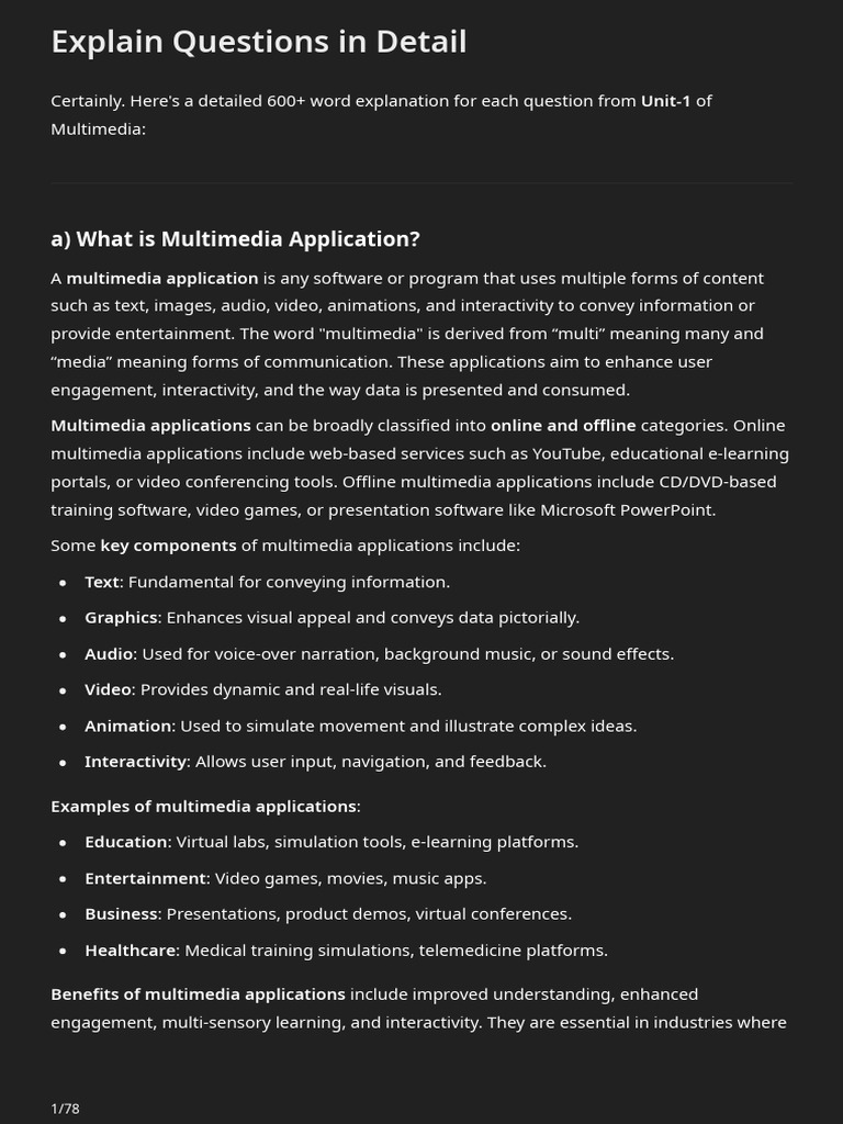 Multimedia Applications and Components Explained | PDF | Data ...