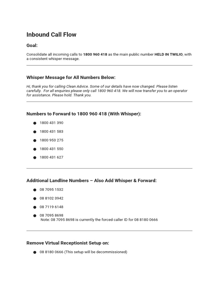 Optimized Inbound Call Flow Guide | PDF | Computer Mediated ...