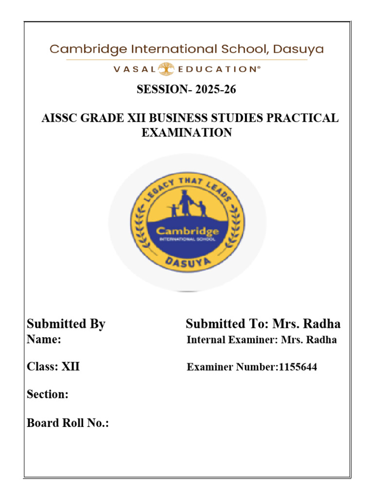 Project Front Page of BST 2025-26 | PDF