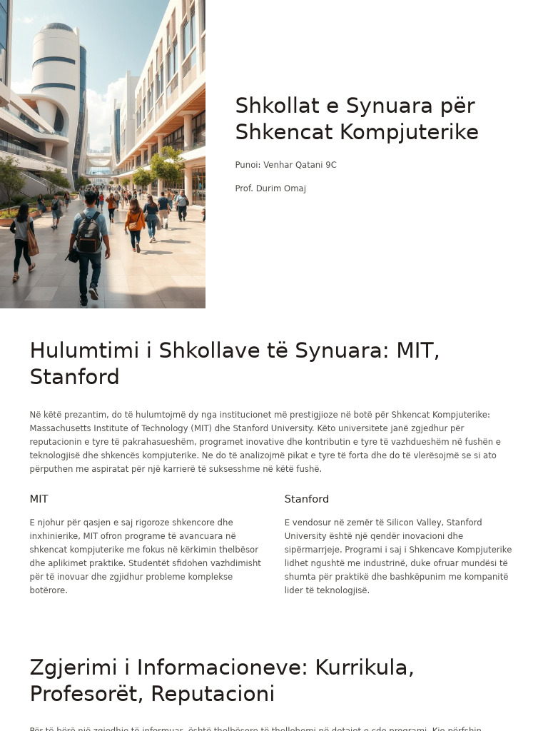 Shkollat e Synuara Per Shkencat Kompjuterike | PDF