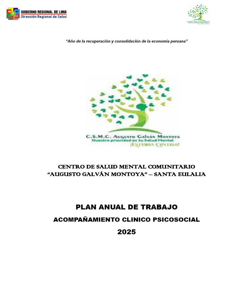 Plan Anual de Salud Mental 2025 Perú | PDF | Salud mental | Trastorno ...