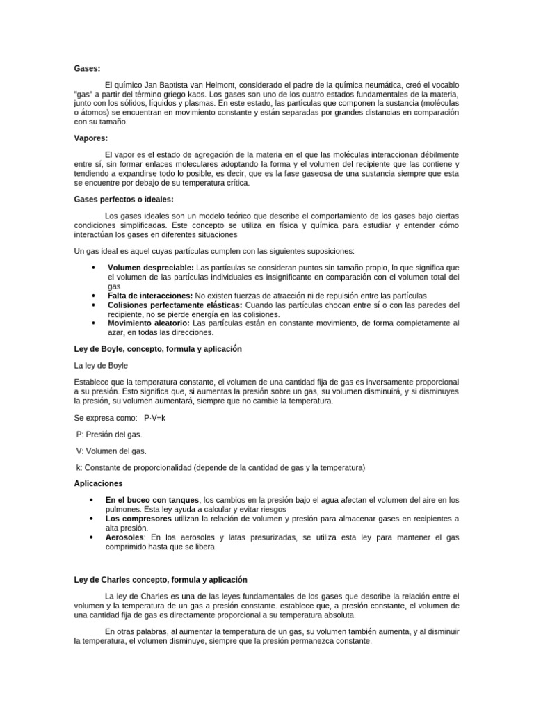 Leyes de Gases: Conceptos y Aplicaciones | PDF | Gases | Mole (Unidad)