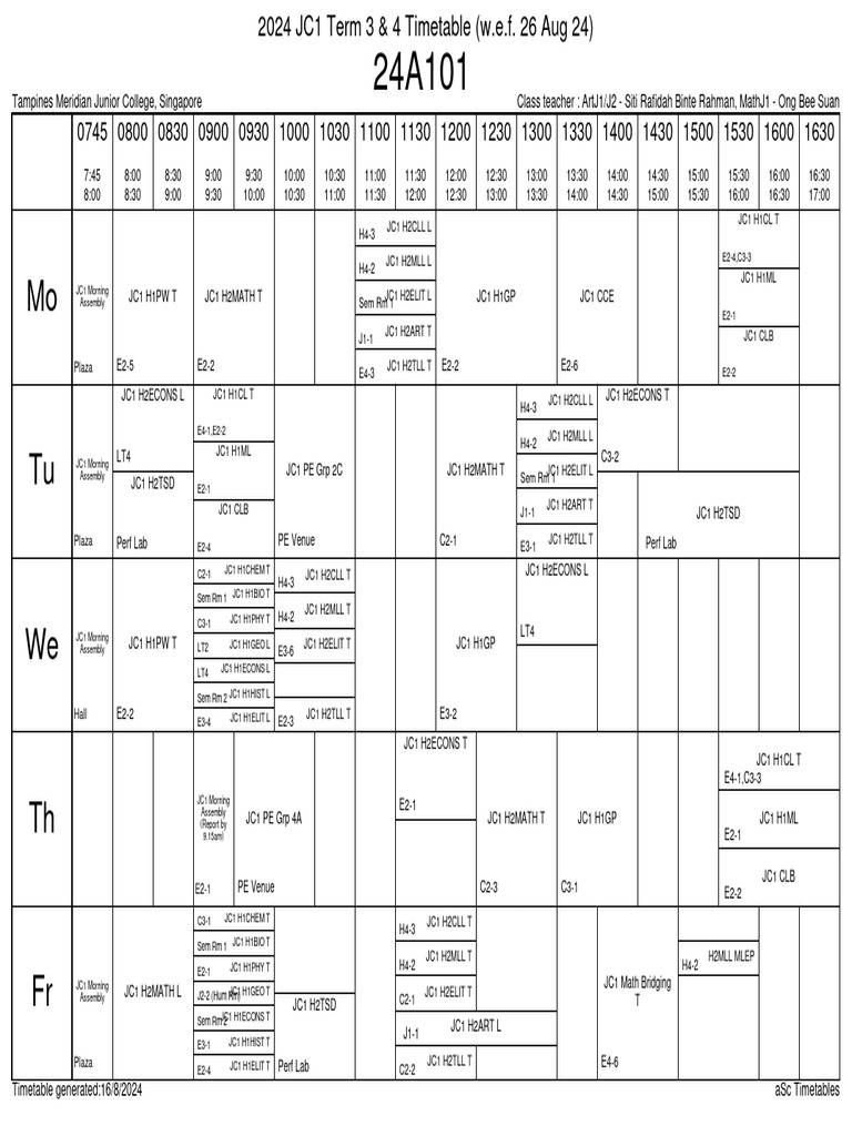 JC1 Math Schedule 2024 Term 3 & 4 | PDF