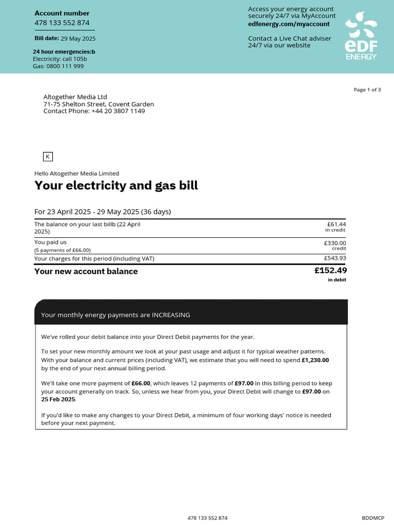 EDF Energy Bill Payment Update | PDF | Debit Card | Payments