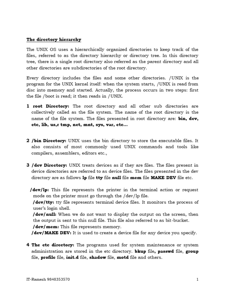 Unix-Unit-2-Topic-7 Directory Hierarchy | PDF | Directory (Computing ...