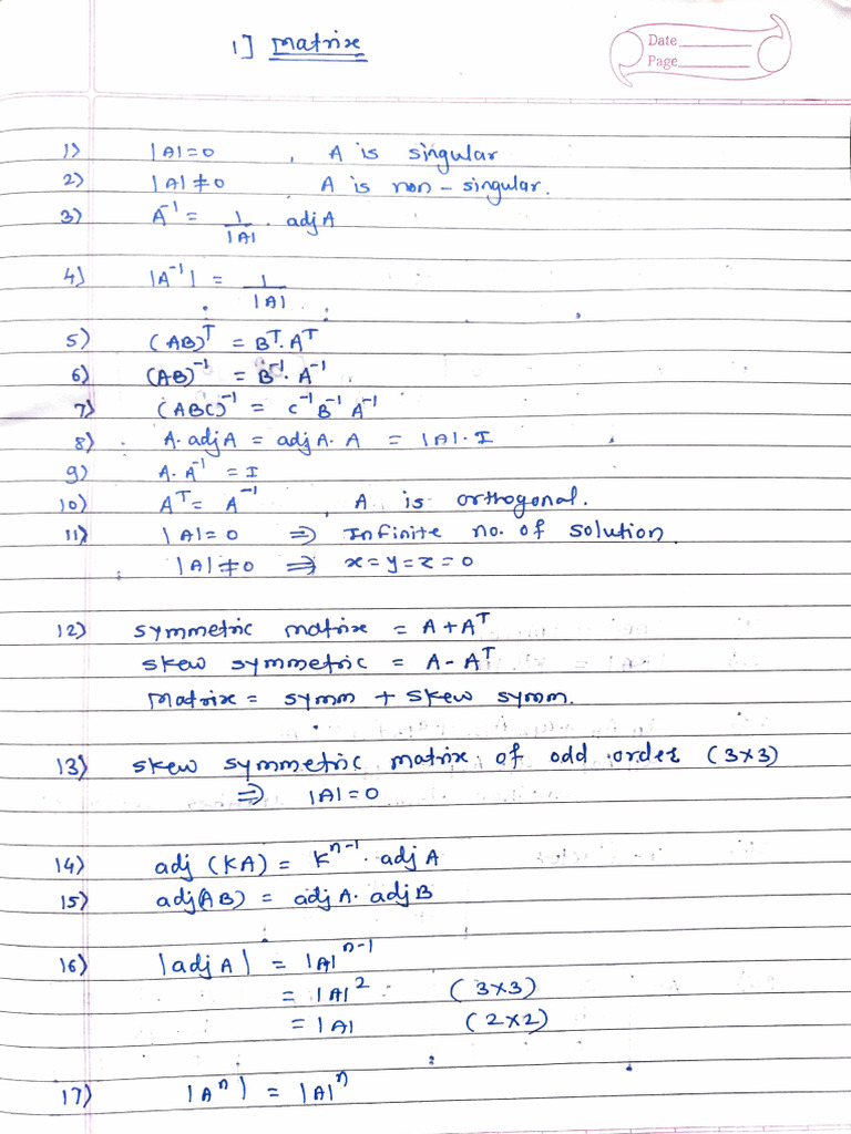 Matrix Shortcut | PDF | Matrix Theory | Linear Algebra