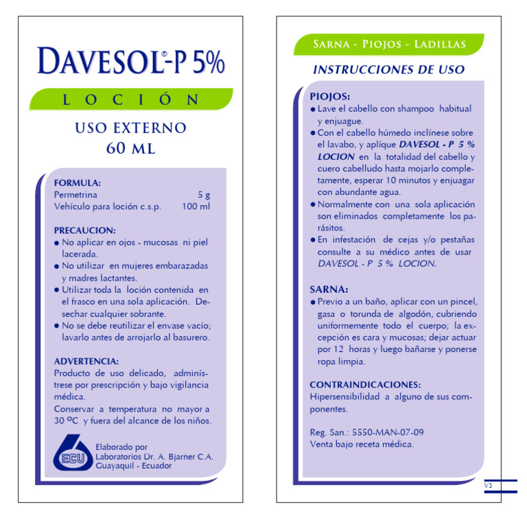 Uso y aplicación de Davesol-P 5% | PDF