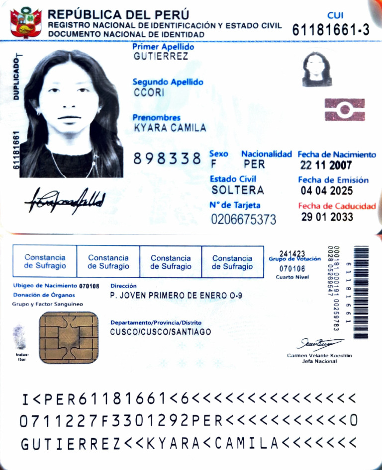 Documento Nacional de Identidad Perú | PDF | Control de acceso ...