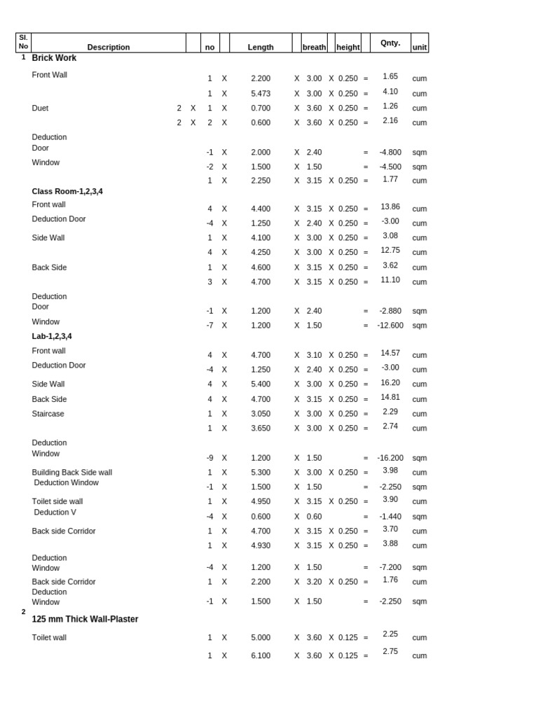 Brick and Wall Construction Calculations | PDF | Building Materials ...