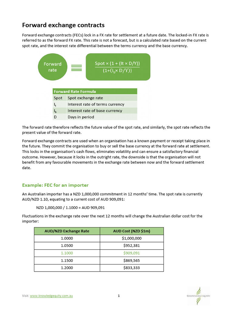 Understanding Forward Exchange Contracts | PDF | Australian Dollar ...