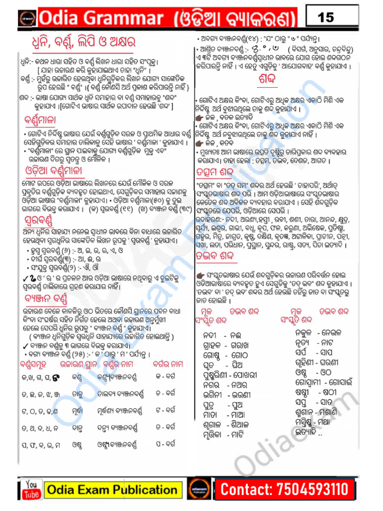 Odia Grammar Note Book 2025 by Odia Exam Publication | PDF