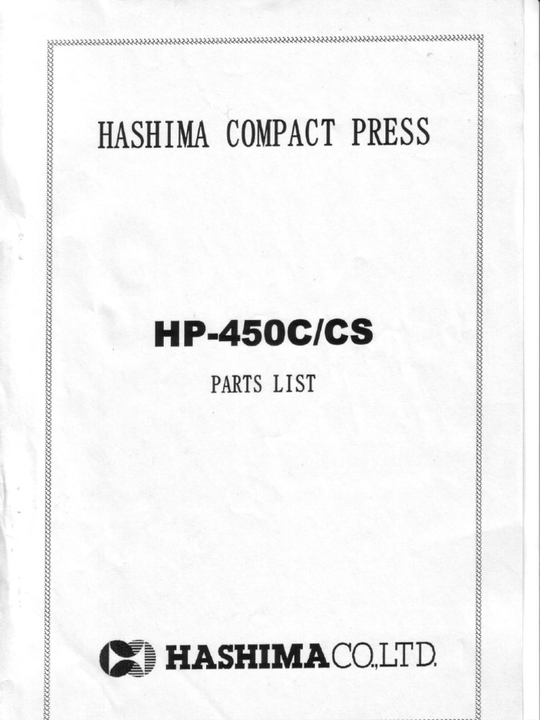 Hashima HP-450C CS Parts List V1 | PDF | Mechanical Engineering | Design
