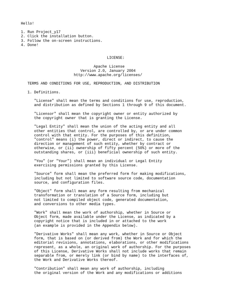 Apache License 2.0 Overview and Instructions | PDF | License ...