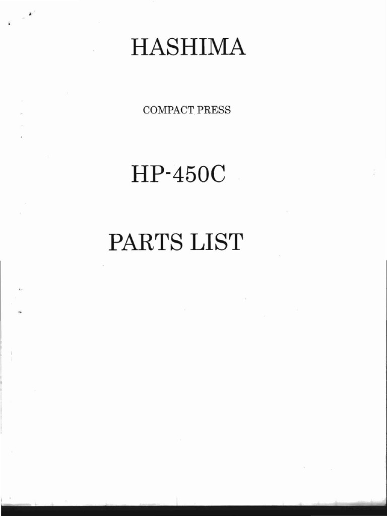 Hashima HP-450C Parts List | PDF | Machining | Metalworking