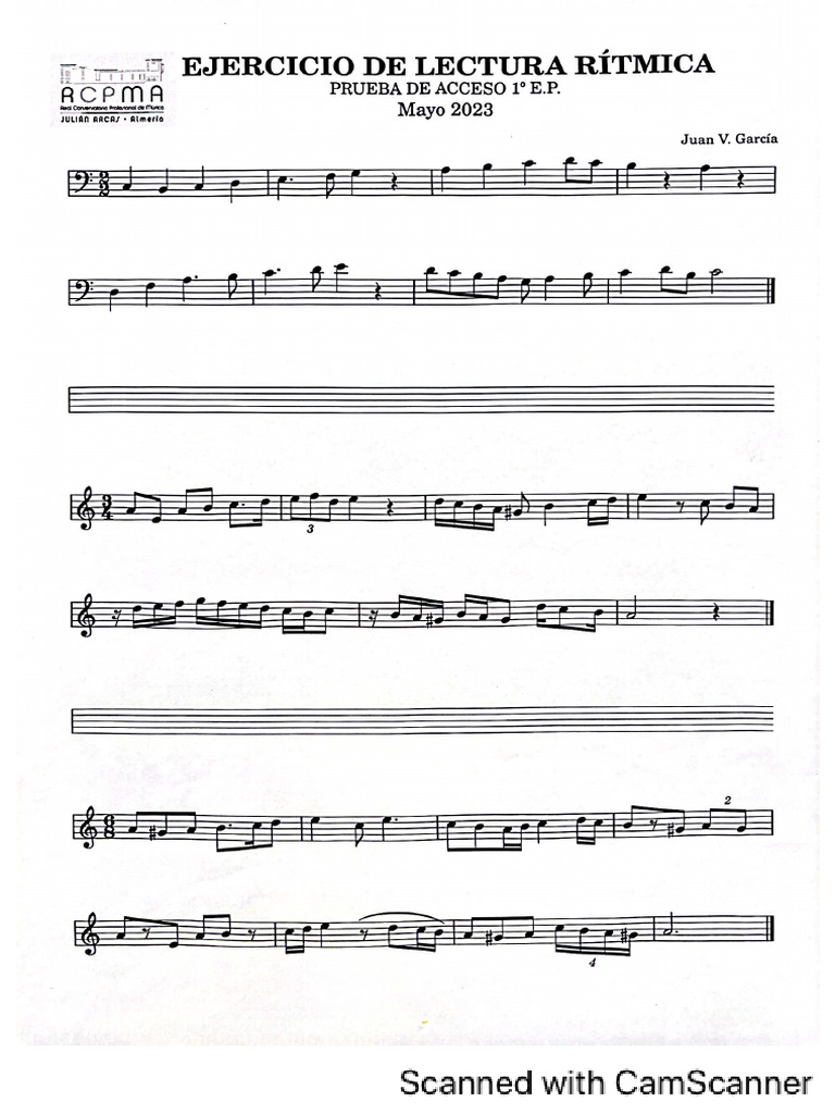 Ejercicio de Lectura Rítmica | PDF | Escala (música) | Acorde (Música)