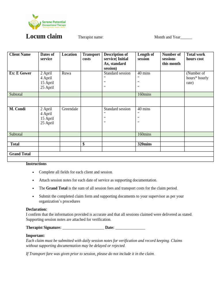 Monthly Locum Claim Submission Guide | PDF
