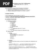 Grade 5 Mathematics Lesson Plan | PDF