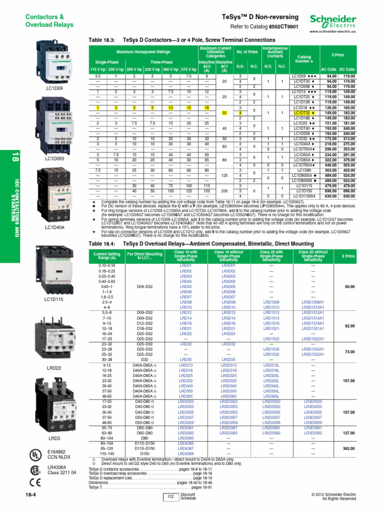 TeSys D Contactor Specifications | PDF | Electrical Wiring | Mechanical ...