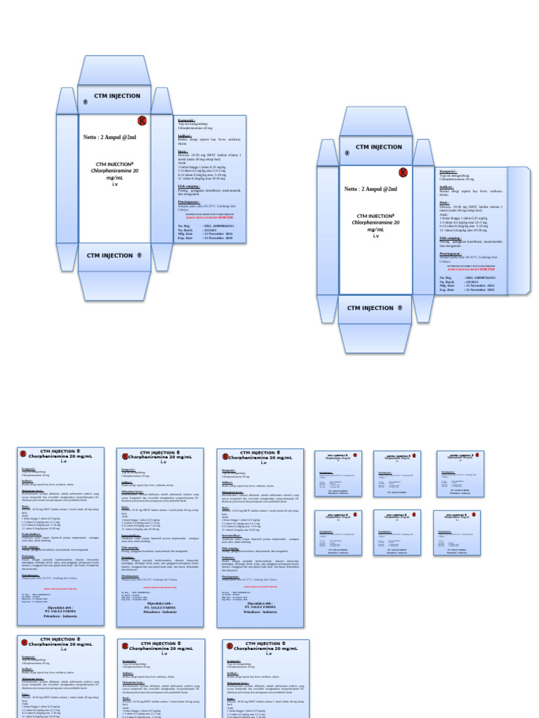 Dosis dan Indikasi CTM Injeksi | PDF