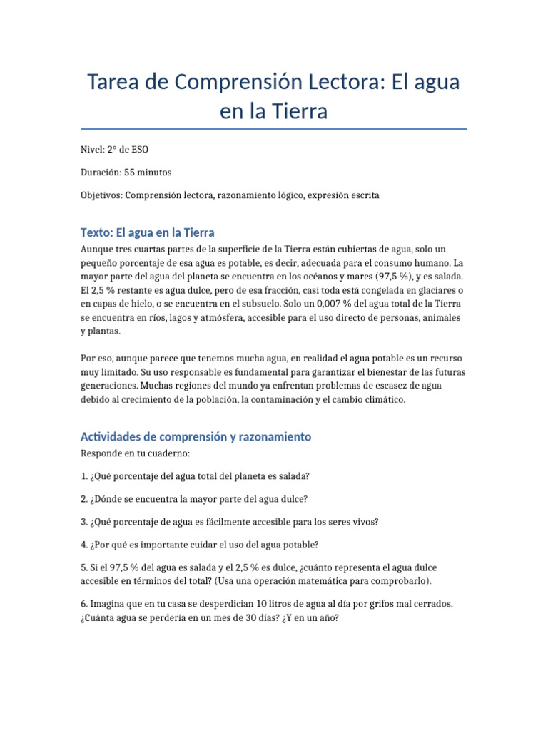 Importancia del Agua Potable en la Tierra | PDF