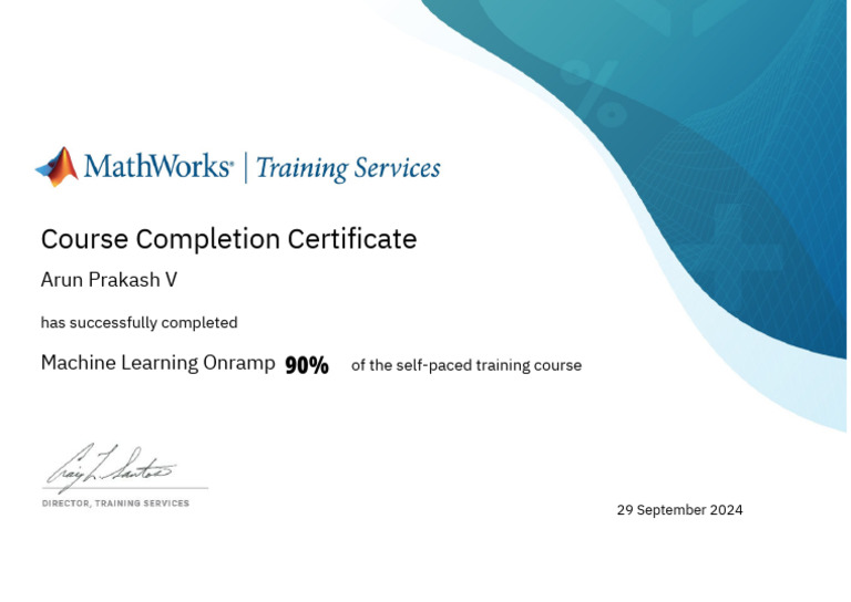 Machine Learning Onramp Completion Certificate | PDF