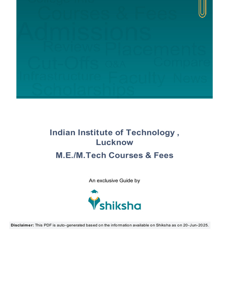 Indian Institute of Technology, Lucknow - PDF - V 1750373615 | PDF