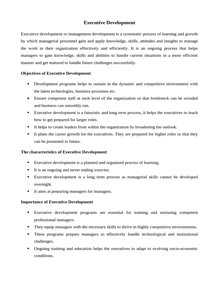 Executive Development Final | PDF | Mentorship | Learning
