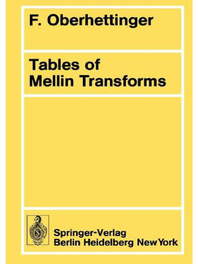 Tables of Mellin Transforms | PDF