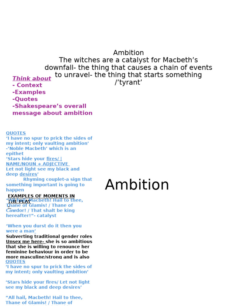 Macbeth's Ambition and Downfall | PDF | Macbeth | Shakespearean Tragedies