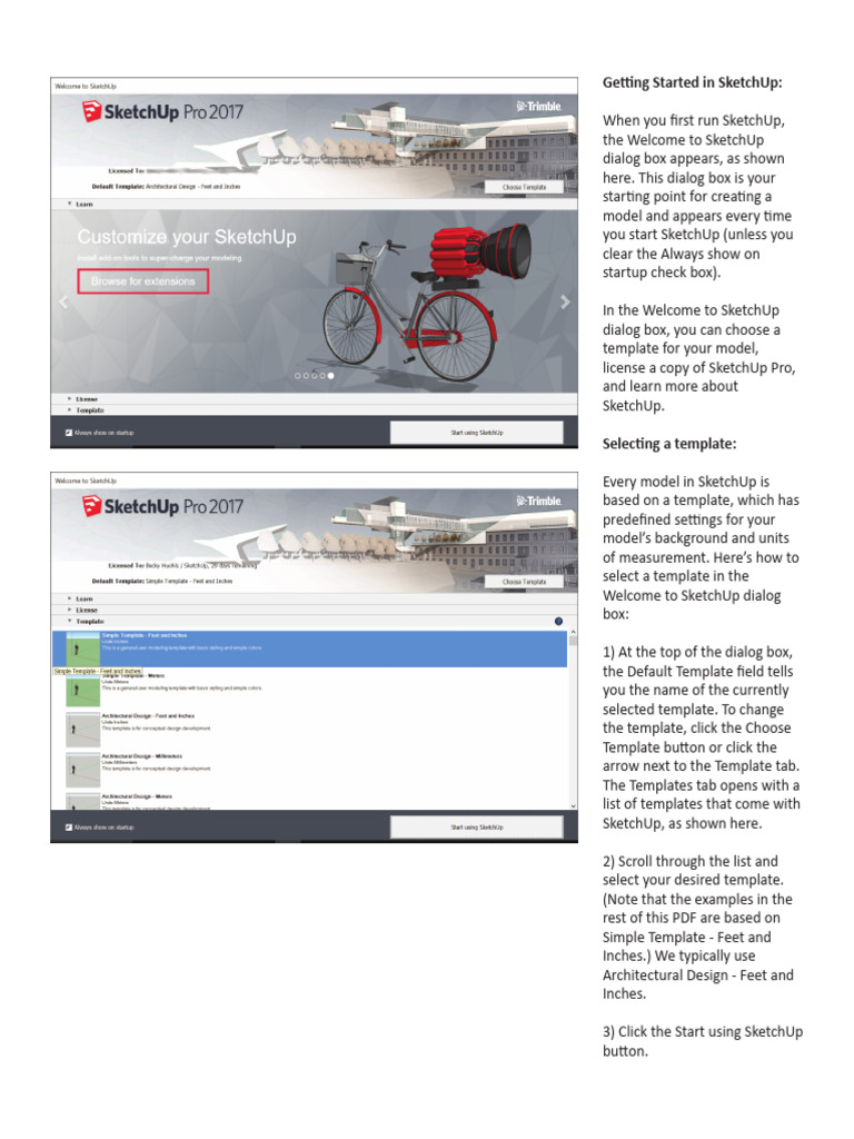 Exploring the SketchUp Interface | PDF | Window (Computing) | Sketch Up