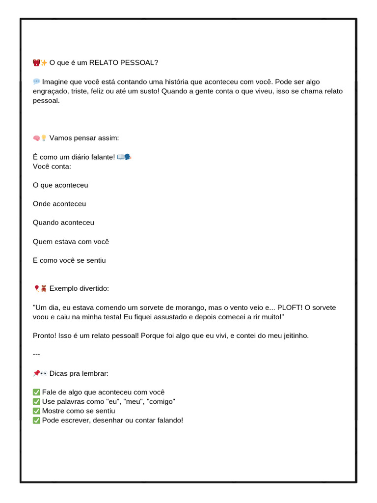 ? O Que É Um RELATO PESSOAL ? | PDF