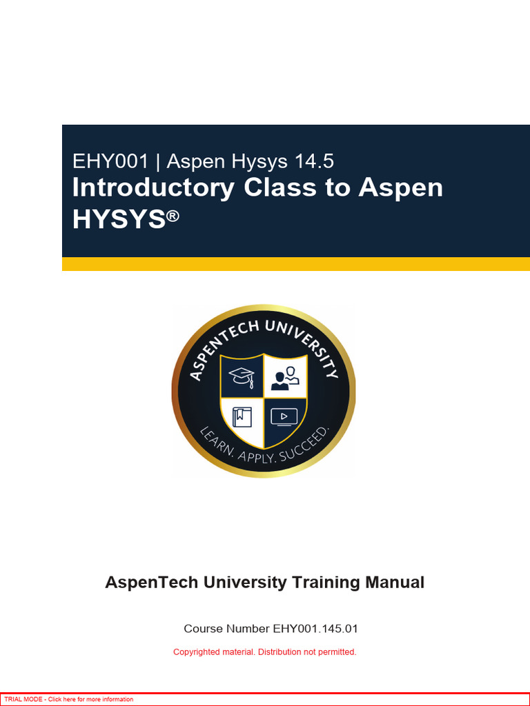 Aspen HYSYS 14.5 Training Manual | PDF | Hydrogen | Simulation