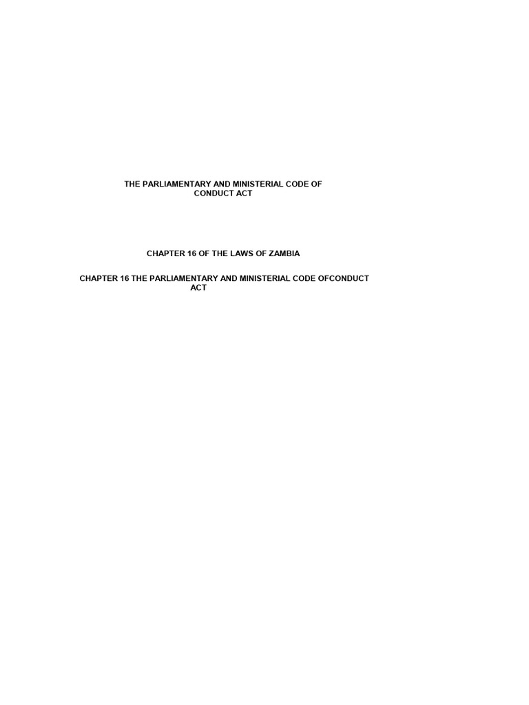 Zambia Parliamentary Code of Conduct | PDF | Tribunal | Constitution