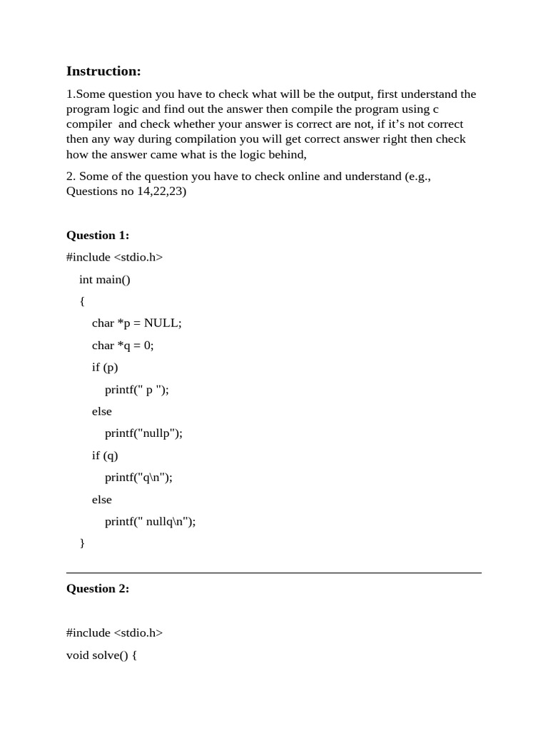 C Programming Logic and Output Analysis | PDF | Pointer (Computer ...