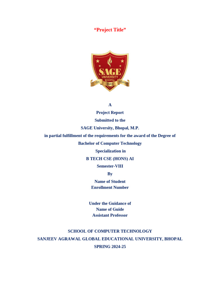 BTech CSE AI Project Report 2024-25 | PDF | Computing