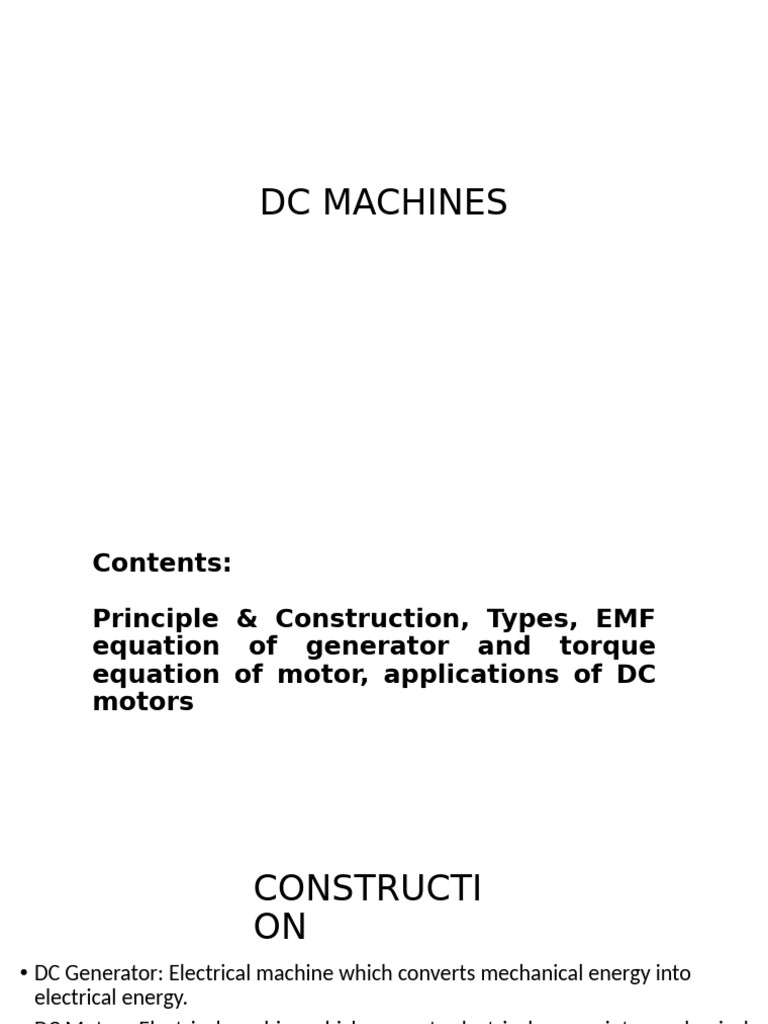Understanding DC Machines: Generators & Motors | PDF | Electric Motor ...