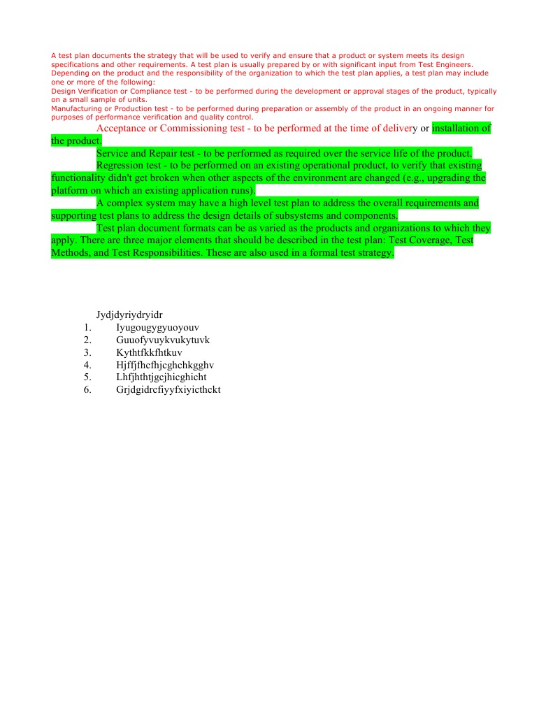 Comprehensive Test Plan Overview | PDF