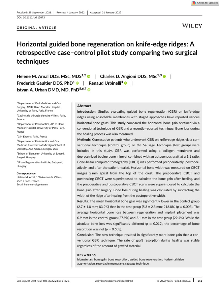 GBR Techniques for Knife-Edge Ridges | PDF | Dental Implant | Medical ...