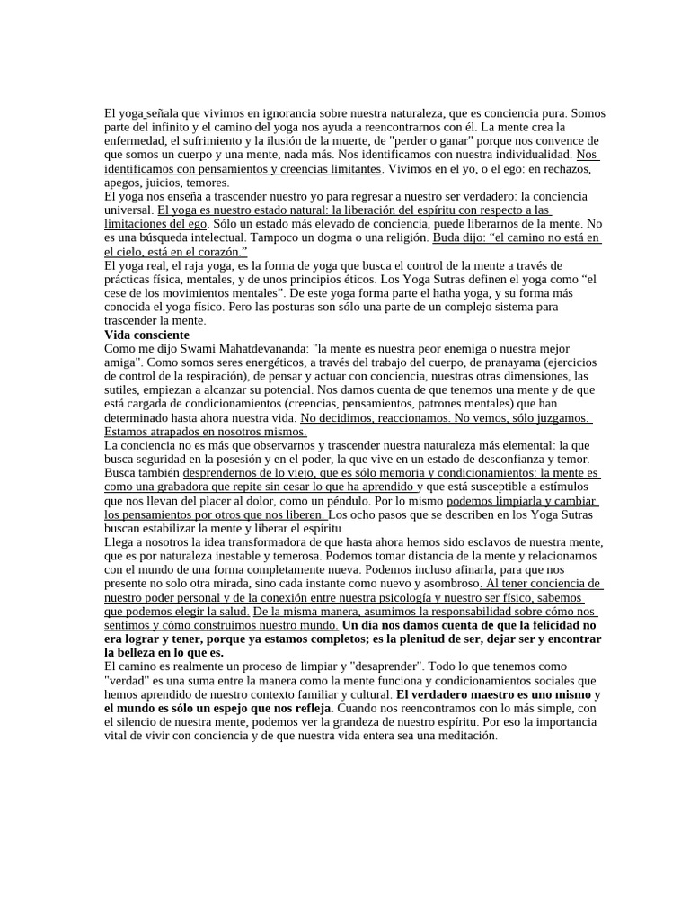 Transformación a través del Yoga y la Conciencia | PDF | Yoga | Mente