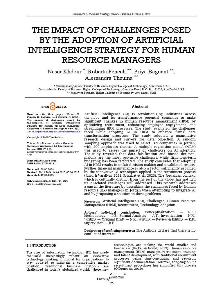 AI Adoption Challenges in HRM | PDF | Artificial Intelligence ...