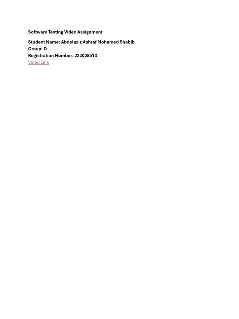 Software Testing Video Assignment | PDF