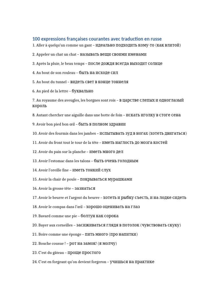 100 Expressions Francaises | PDF