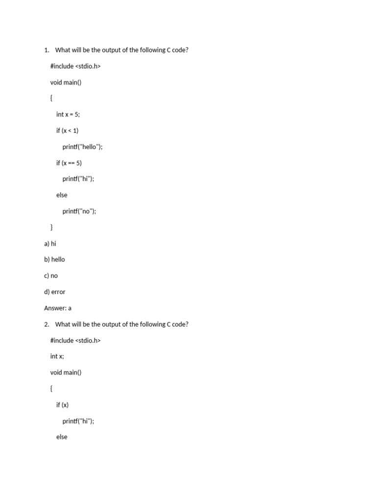 C Code Output Analysis and Errors | PDF | C (Programming Language ...