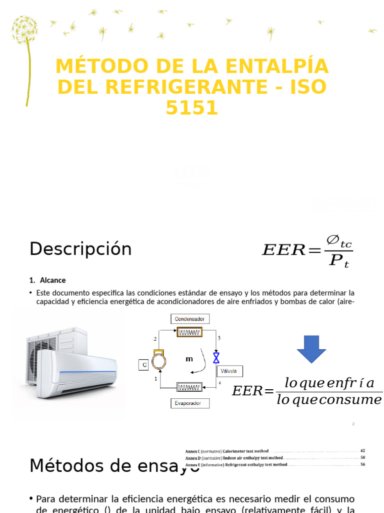 Método de Entalpía del Refrigerante ISO 5151 | PDF