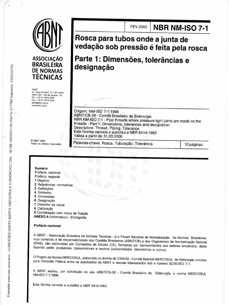 NBR NM Iso 7-1 Parte 1 | PDF