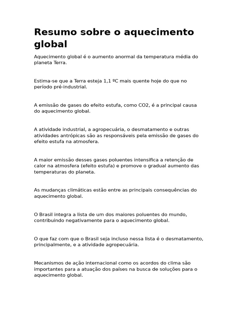 Causas e Consequências do Aquecimento Global | PDF | Aquecimento global ...