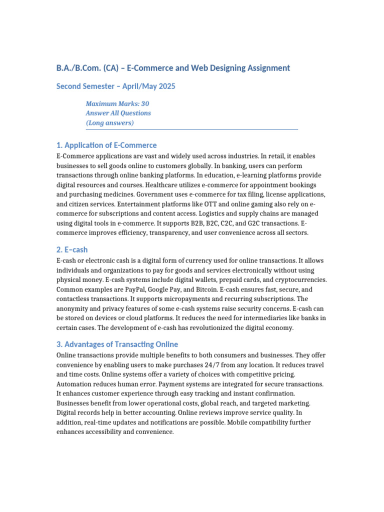 ECommerce WebDesigning Assignment 1 | PDF | E Commerce | Html Element