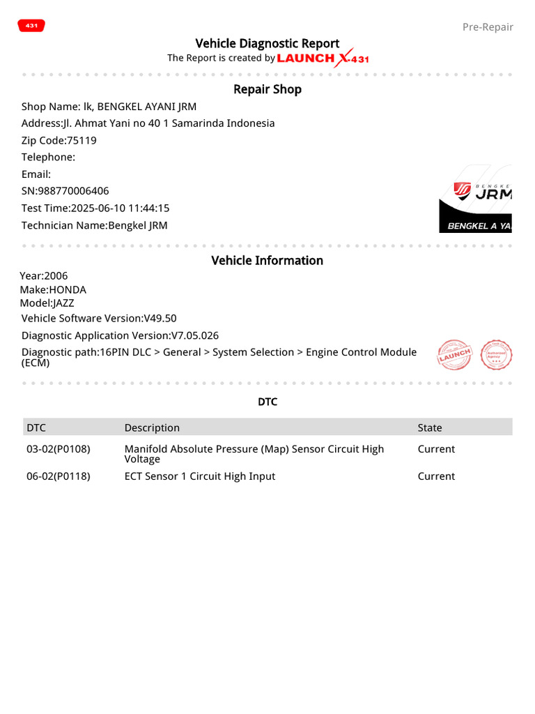 Honda DTC 20250610114415 | PDF