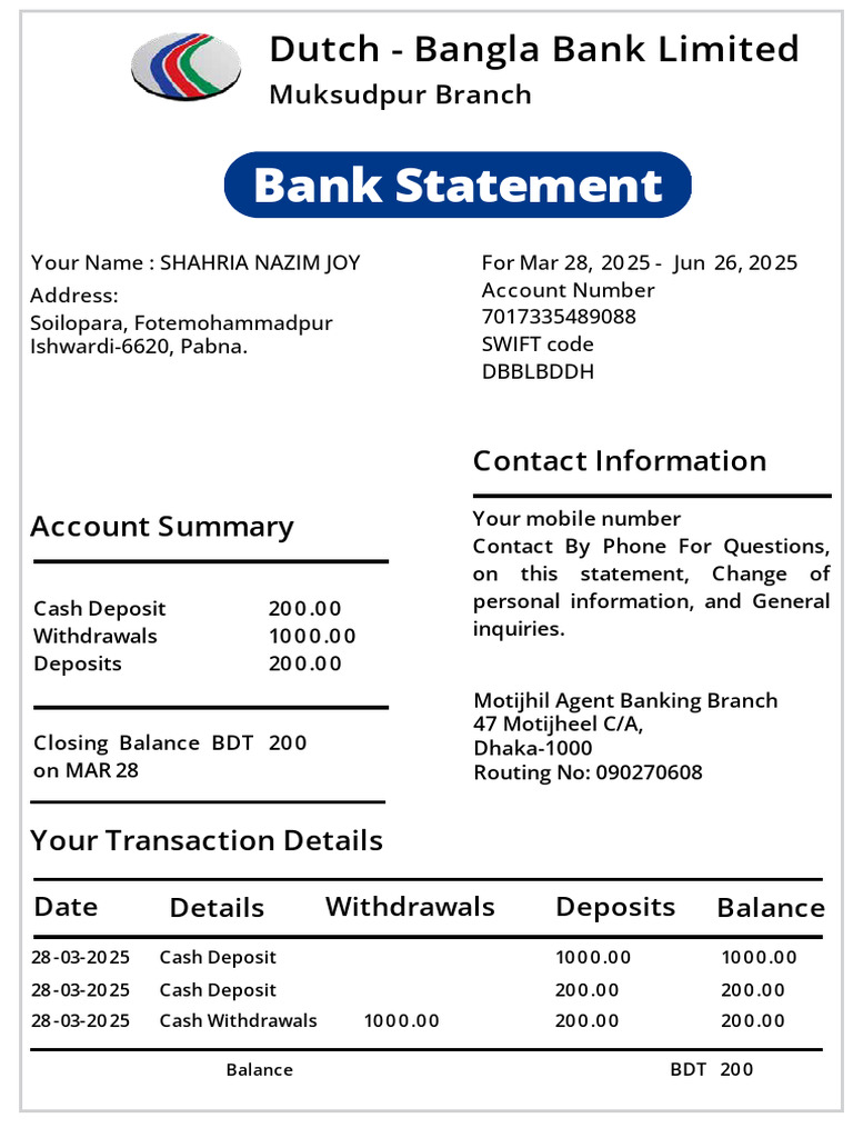 Bank Statments | PDF